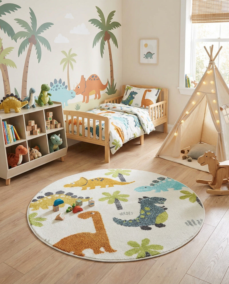 Wonder Tykes Collection Area Rug -  Pastiche Round Ivory  lifestyle 42