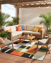 Outdoor Marrakesh Collection Area Rug -  Tangier Square Multi  lifestyle 65