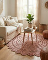 Woven Seaside Jute Collection Area Rug - Coastalhaven (Pink) Round Pink  lifestyle 31
