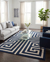 Aegean Labyrinth Collection Area Rug -  Mykonos Rectangle Navy Blue  lifestyle 48