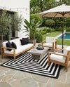 Sustainable Strands Indoor-Outdoor Oasis Collection Area Rug - Harborview Rectangle Black and White  lifestyle 13