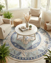 Savannah Series Collection Area Rug -  Augusta (Sky blue) Round Sky blue  lifestyle 80