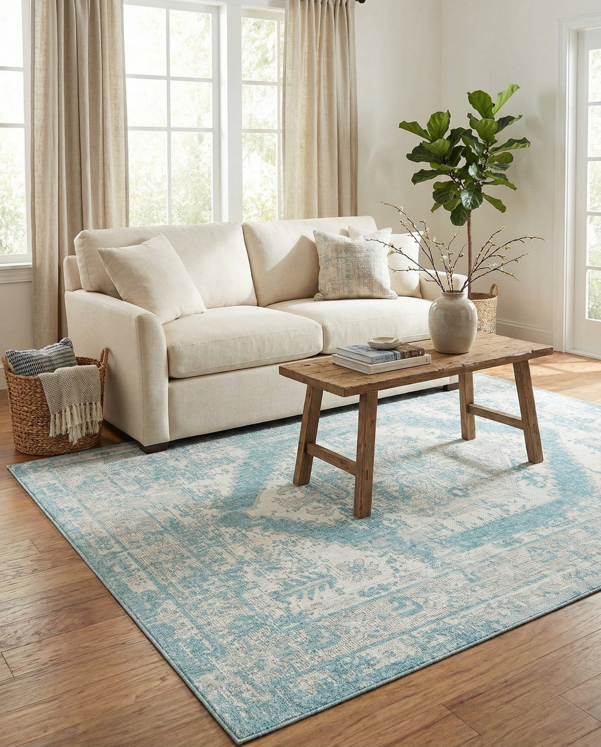 Patio Heritage Collection Area Rug -  Augusta (Aqua) Rectangle Aqua  lifestyle 34