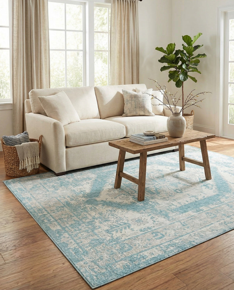 Patio Heritage Collection Area Rug -  Augusta (Aqua) Rectangle Aqua  lifestyle 34