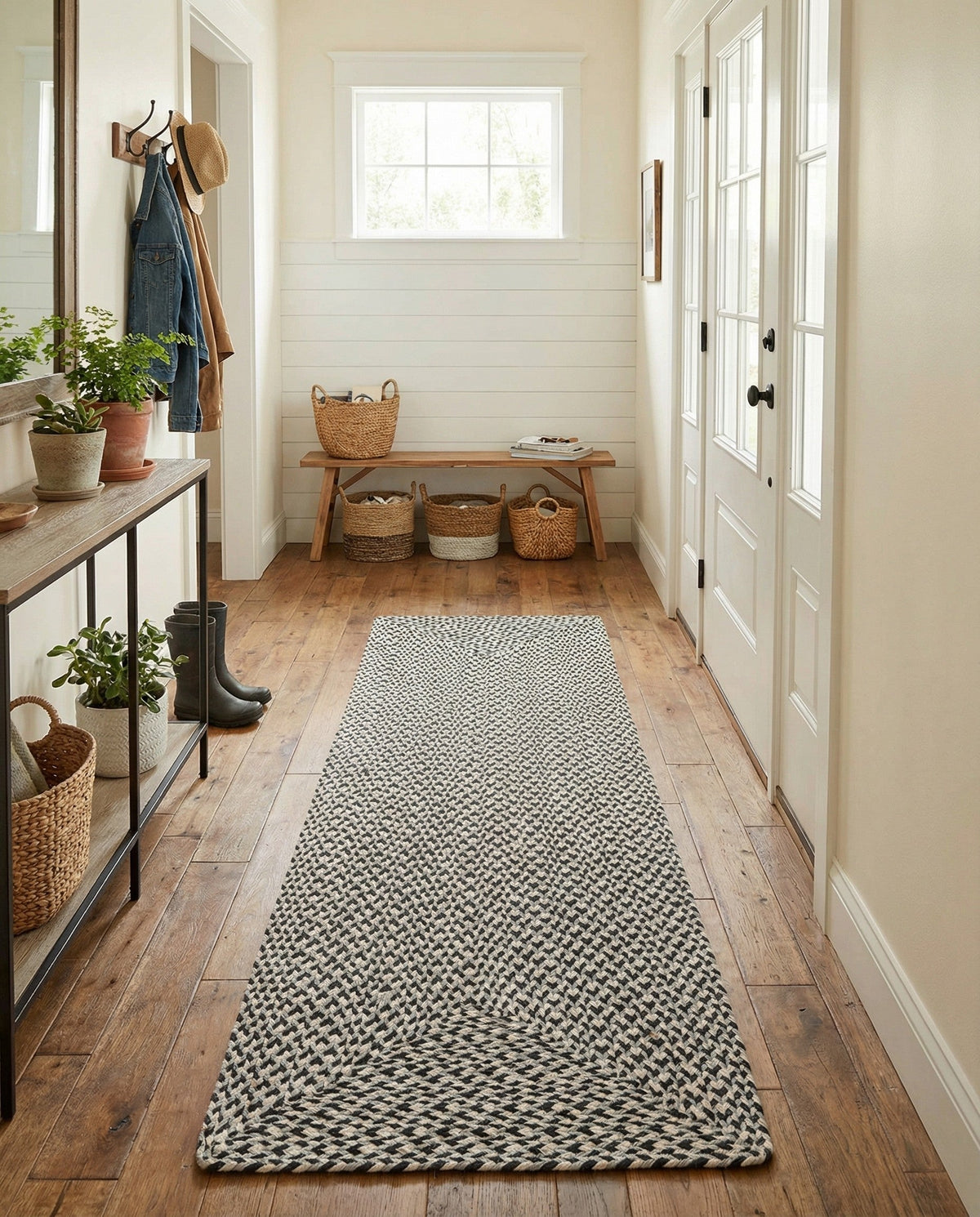 Highland Woven Jute Collection Area Rug - Glenmore (Gray) Runner Gray  lifestyle 59