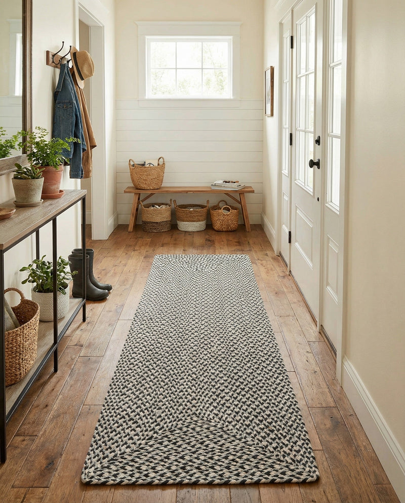 Highland Woven Jute Collection Area Rug - Glenmore (Gray) Runner Gray  lifestyle 59