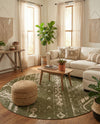 Desert Nomad Terrace Collection Area Rug - Sahara (Green) Round Green  lifestyle 20