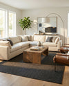 Trellis Wool Collection Area Rug - Cobbles Rectangle Black  lifestyle 21