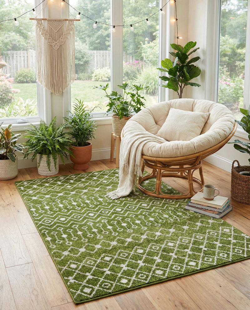 Mediterranean Lattice Collection Area Rug - Santorini (Green) Rectangle Green  lifestyle 5