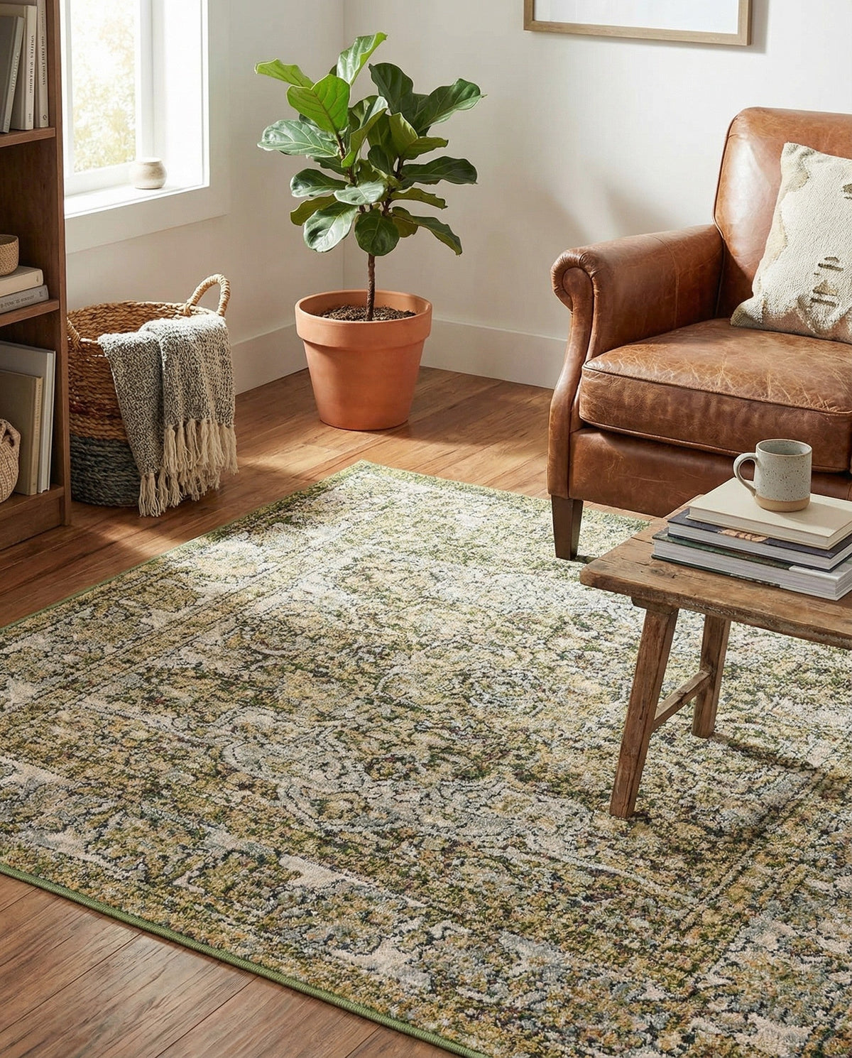 Savannah Soiree Collection Area Rug -  Everglade (Green) Square Green  lifestyle 92