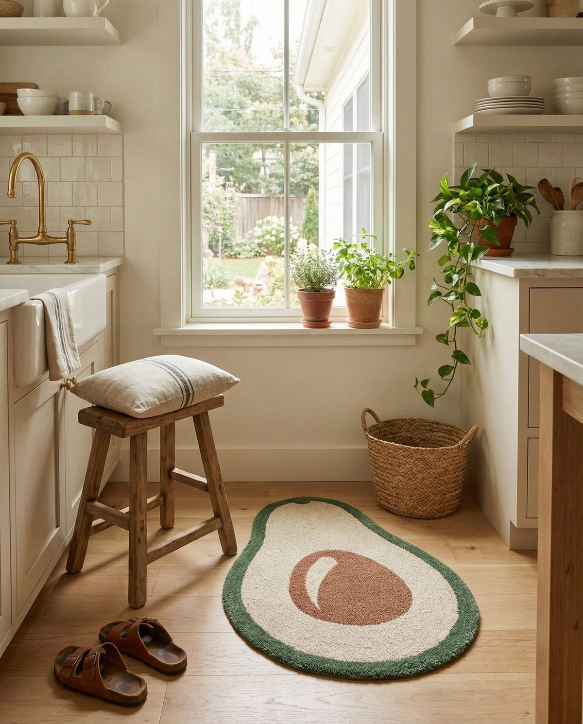 Briarwood Looms Collection Area Rug -  Bluewater Rectangle Green and Ivory  lifestyle 3