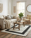 Osian Looms Collection Area Rug - Durham Rectangle White and Black  lifestyle 67