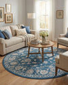 Charleston Elegance Collection Area Rug -  Seaport (Blue) Round Blue  lifestyle 77