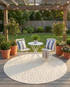 Garden Lattice Charm Collection Area Rug - Arbor (Ivory) Round Ivory  lifestyle 43