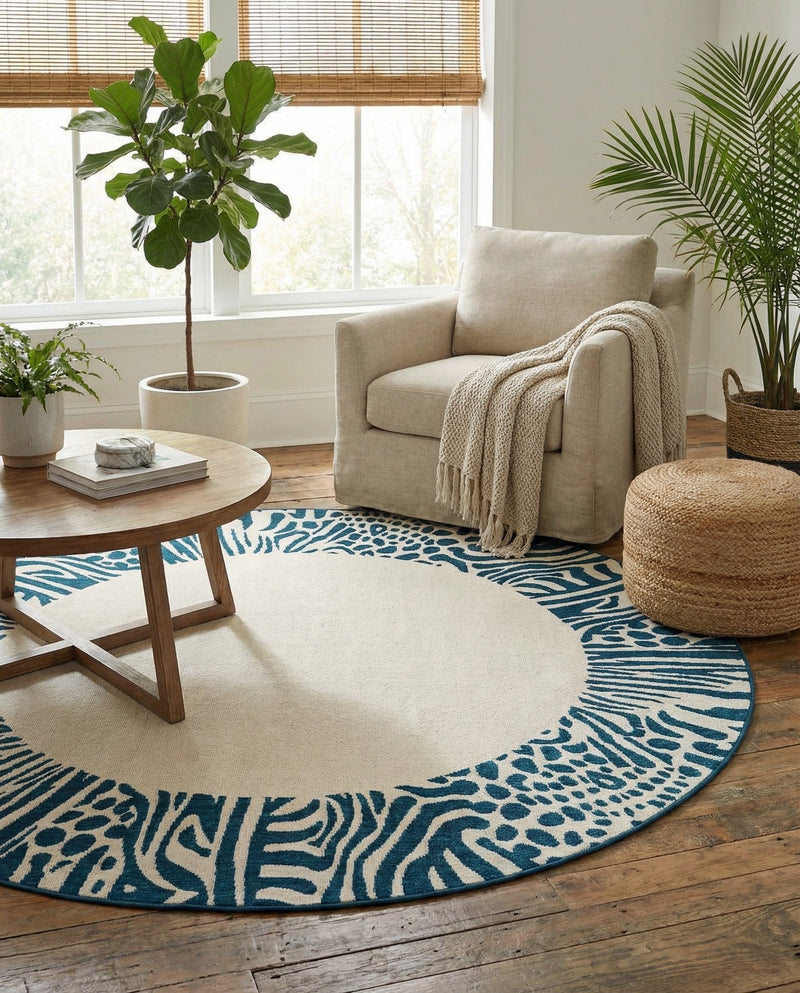 Savannah Escape Collection Area Rug - Serengeti Round Ivory  lifestyle 74
