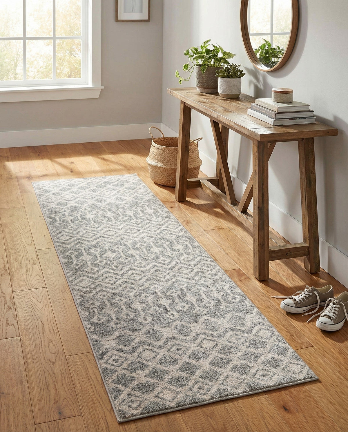 Geo Garden Lattice Collection Area Rug -  Andalusia Runner Gray  lifestyle 132