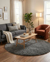 Eternal Plush Oasis Collection Area Rug -  Tranquility (Smoke) Round Smoke  lifestyle 40