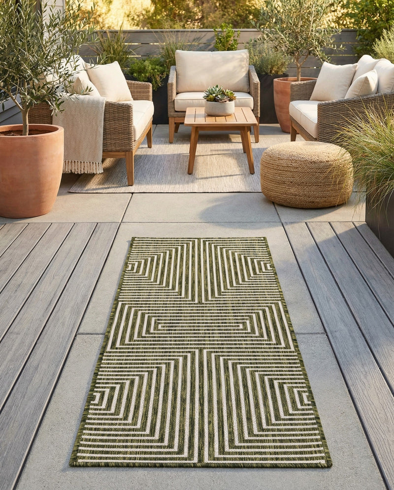 Urban Terrace Collection Area Rug -  Astoria (Green) Runner Green  lifestyle 32