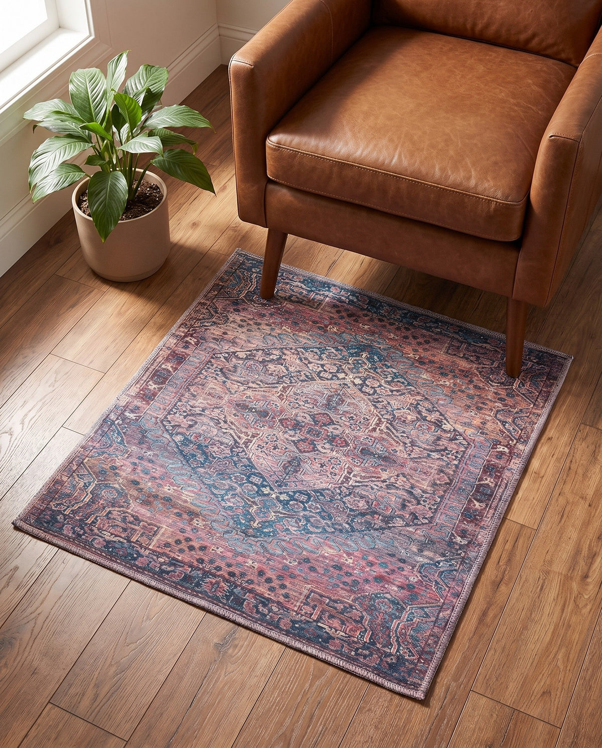 Zahara Oasis Collection Area Rug -  Agadir Square Antique Rust Red  lifestyle 98