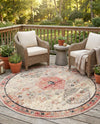 Patio Heritage Collection Area Rug -  Meadow Round Multi  lifestyle 68