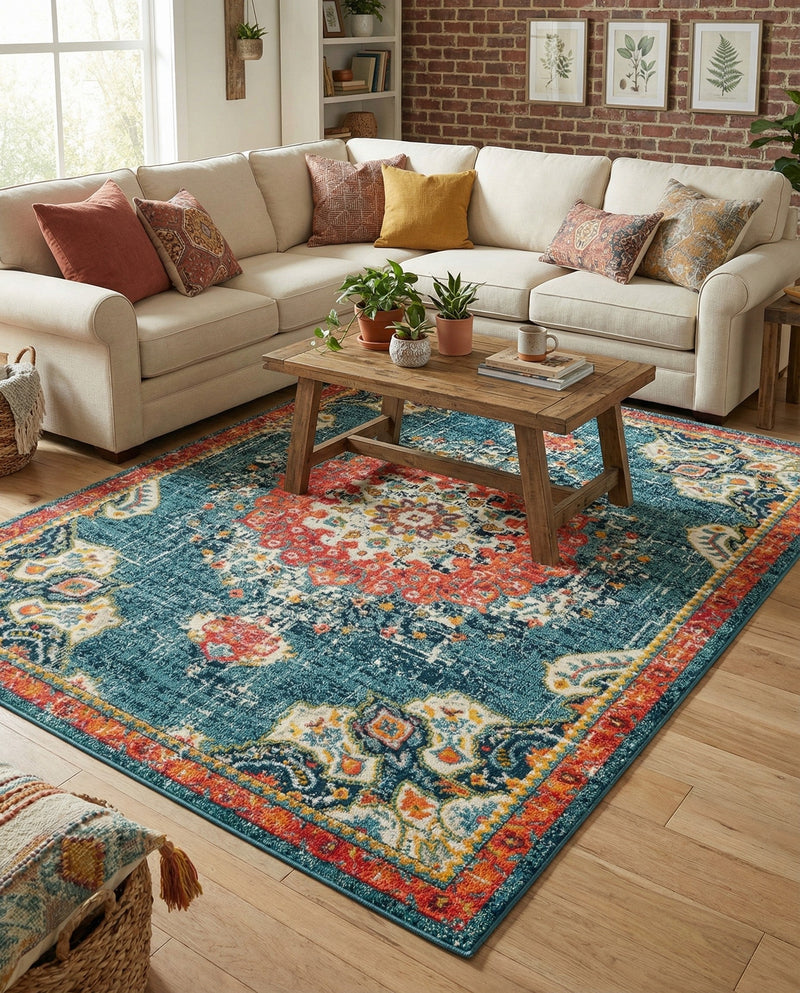 Brighton Terrace Collection Area Rug - Hove (Blue) Rectangle Blue  lifestyle 21