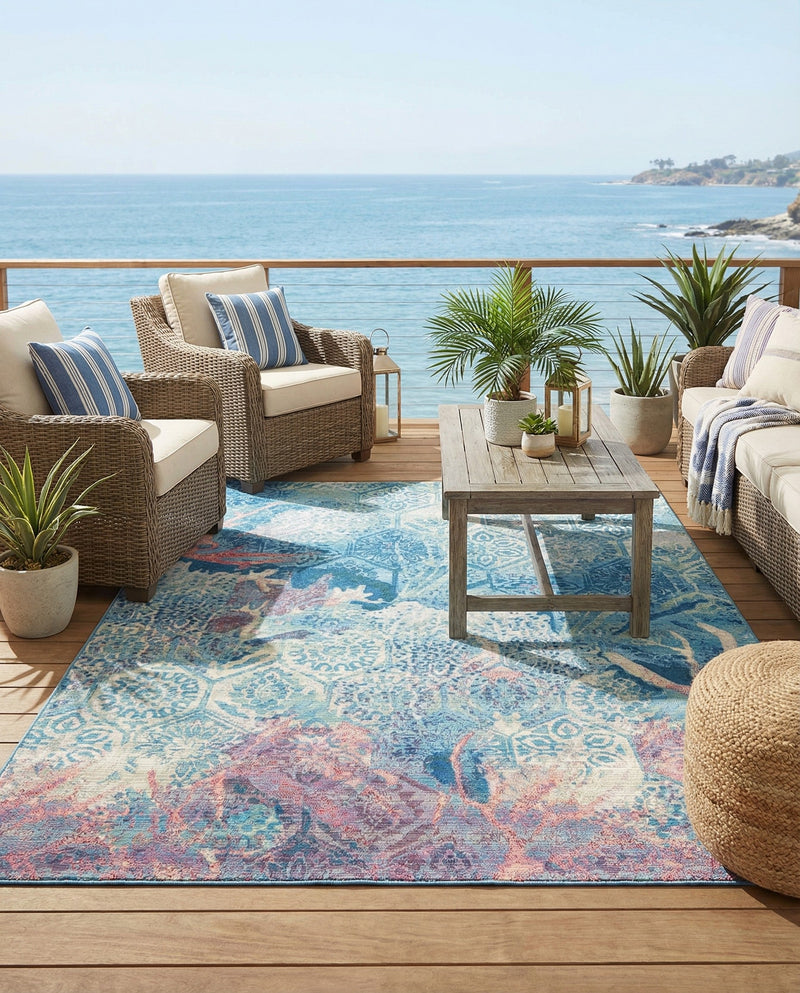 Seaside Haven Rugs Collection Area Rug - Marina Rectangle Multi  lifestyle 38