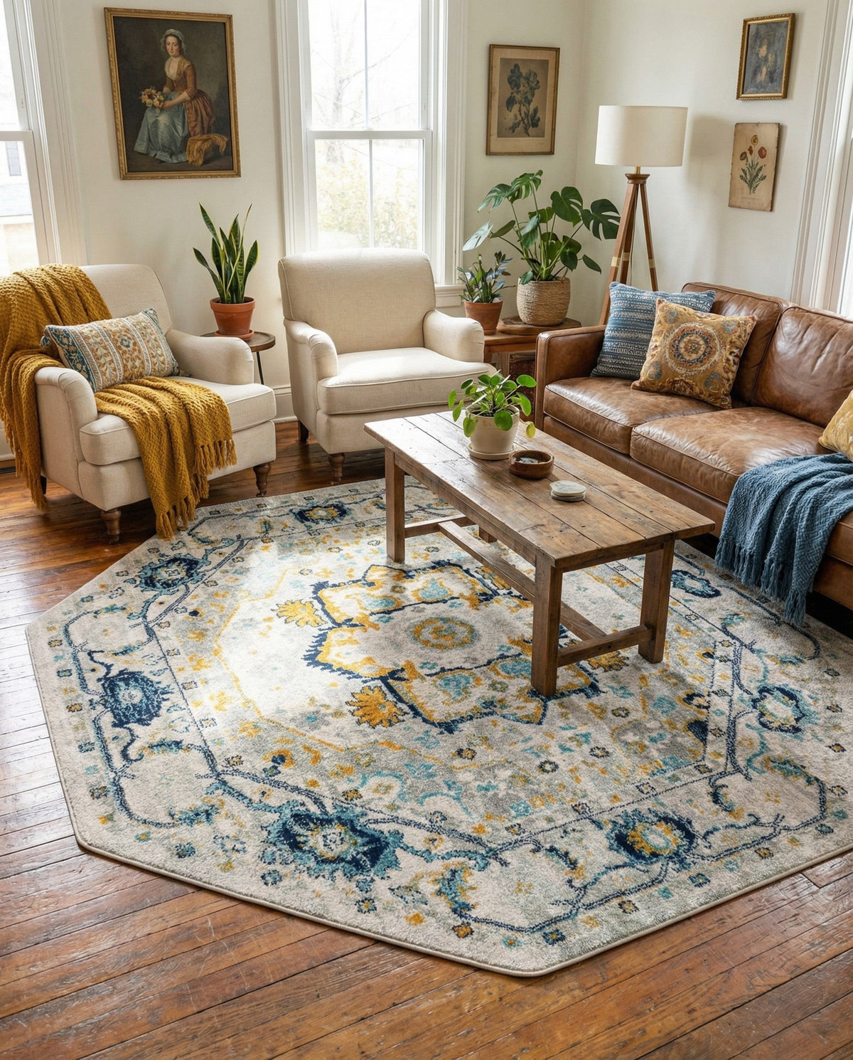 Parisian Elegance Collection Area Rug - Versailles (Gray) Octagon Gray  lifestyle 97