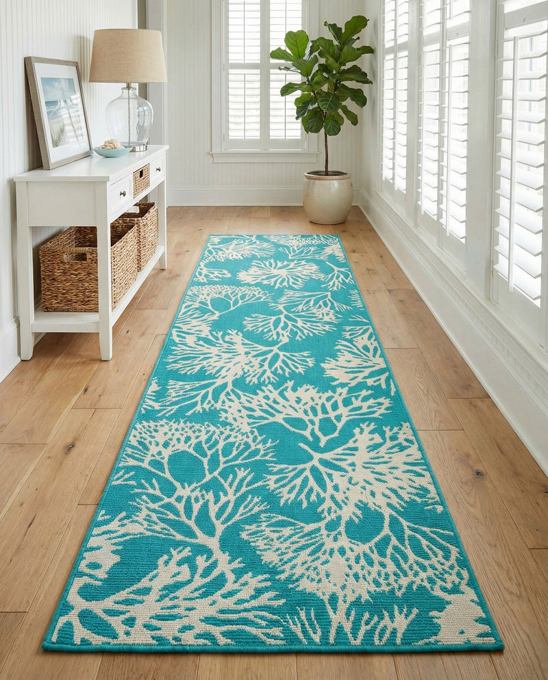 Seaside Haven Rugs Collection Area Rug -  Seaside Runner Teal  lifestyle 42
