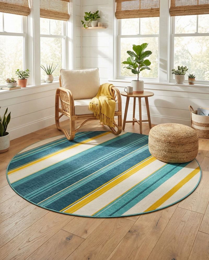 Terrace Fringe Collection Area Rug -  Veranda Round Multi  lifestyle 69