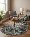 Trellis Mosaic Collection Area Rug - Arborville (Blue Multi) Oval Blue Multi  lifestyle 71