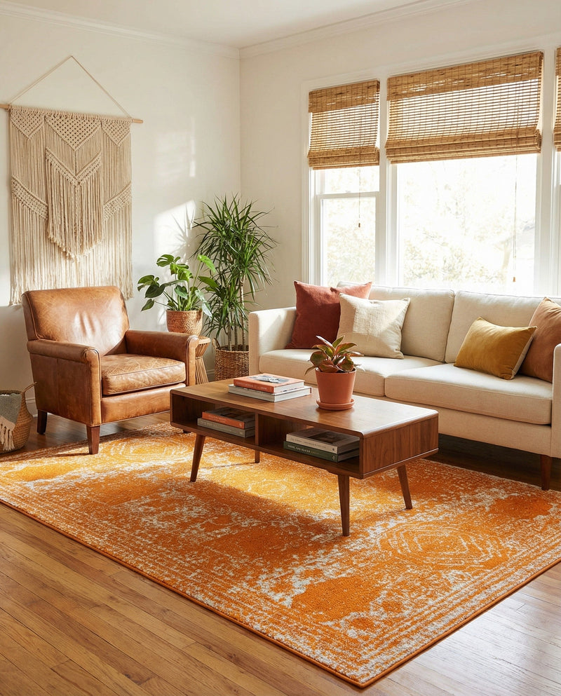 Dover Terrace Collection Area Rug -  Lagoon (Orange) Rectangle Orange  lifestyle 19