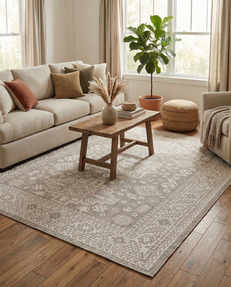 Tribal Terrace Treasures Collection Area Rug -  Incan Isle (Light Gray) Rectangle Light Gray  lifestyle 22