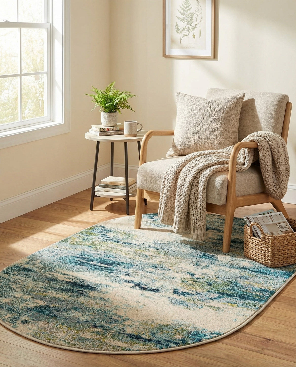 Chromatic Oasis Collection Area Rug -  Serene Oval Light Blue  lifestyle 115