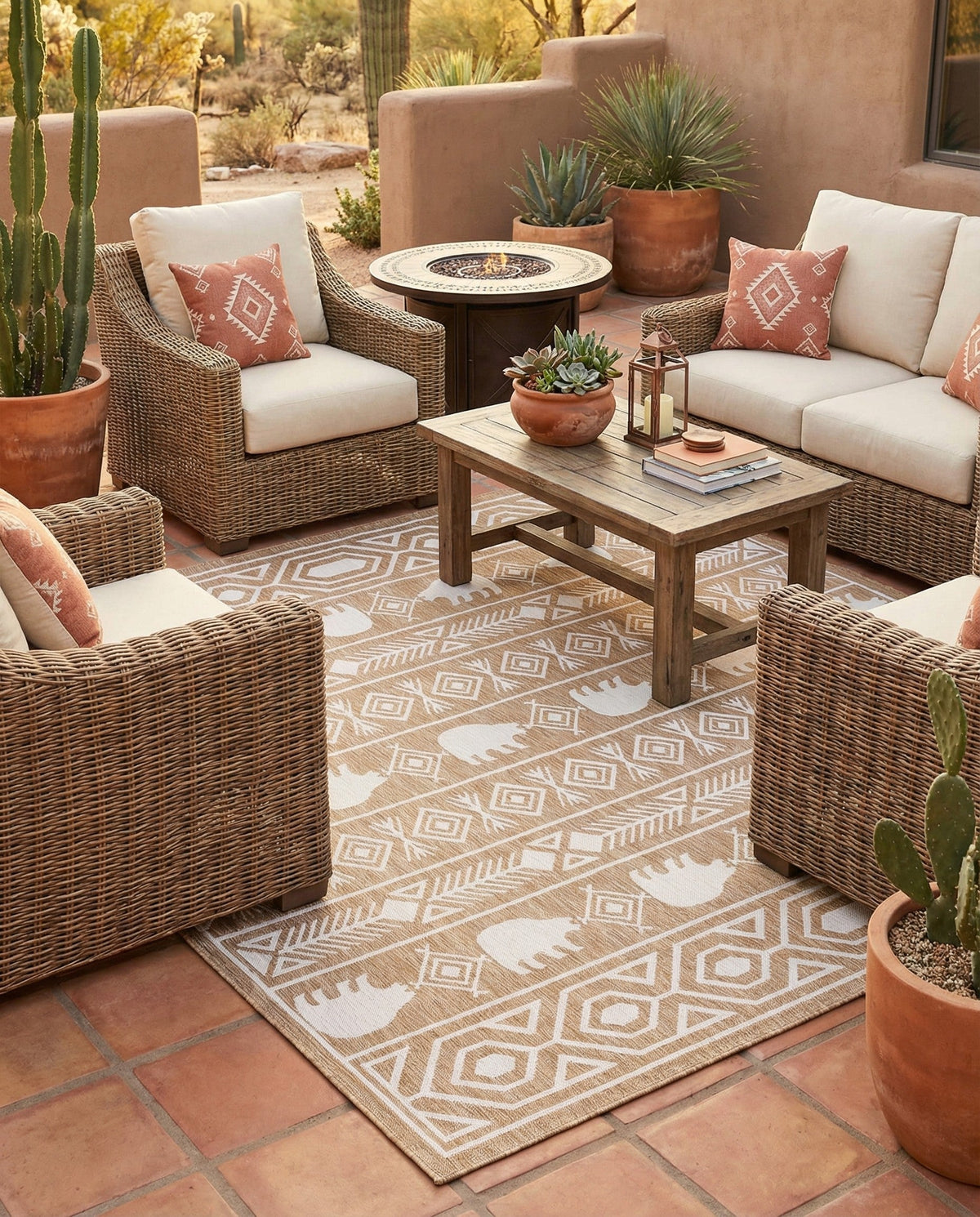 Mesa Oasis Rugs Collection Area Rug - Sundown Square Taupe  lifestyle 146