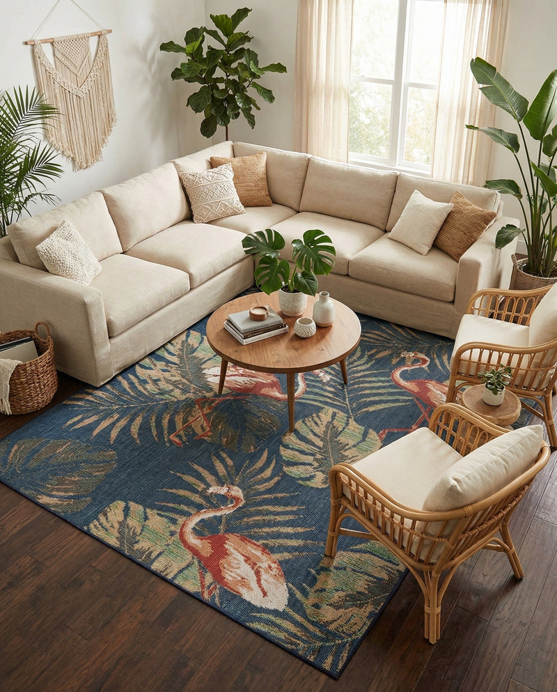 Coastal Terrace Collection Area Rug - Seabreeze Rectangle Navy Blue  lifestyle 20
