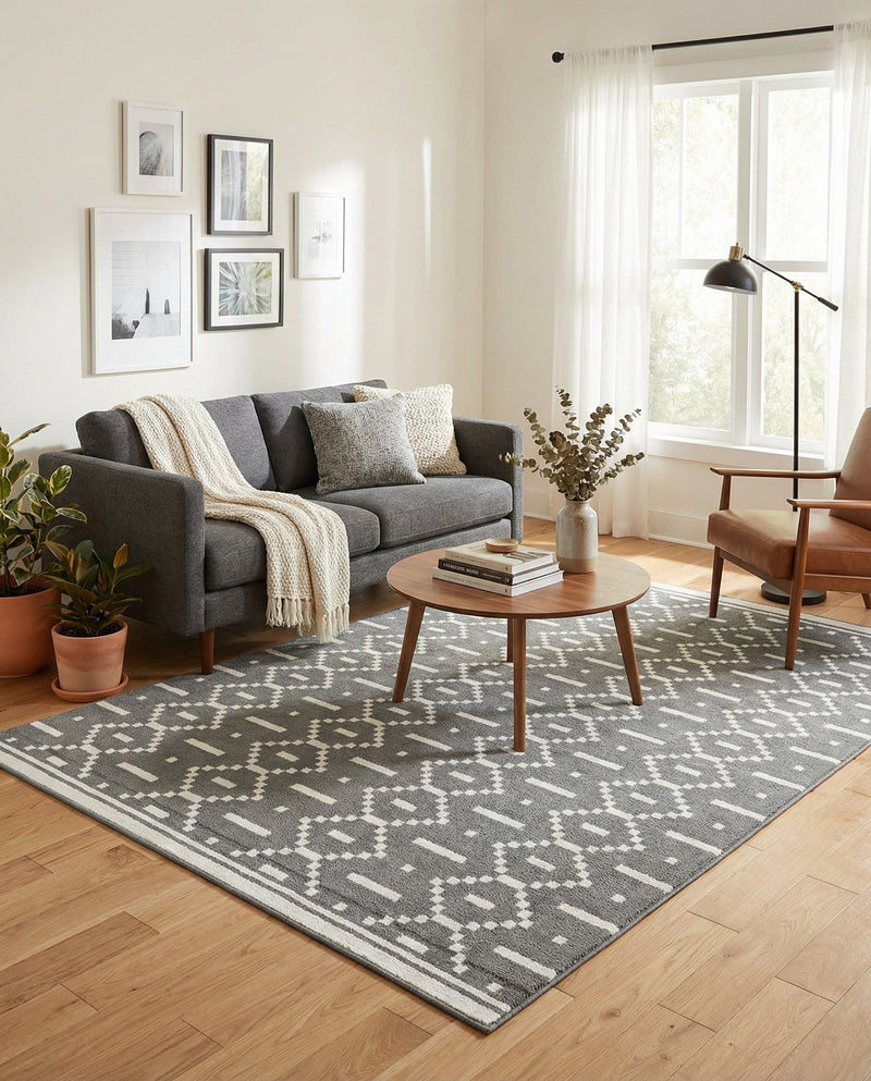 Copenhagen Edge Collection Area Rug -  Tivoli Rectangle Gray  lifestyle 14