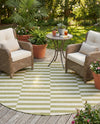 Seaside Stripes Collection Area Rug - Cabana (Green) Round Green  lifestyle 32