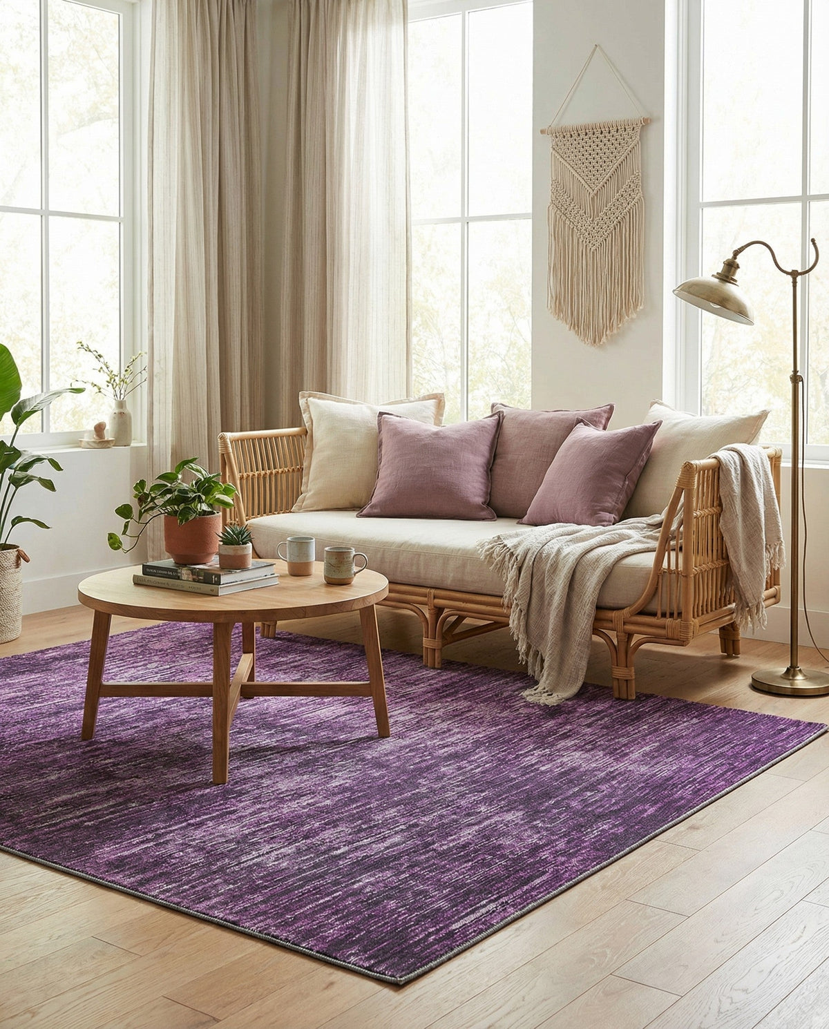 Sahara Essence Collection Area Rug - Oasis (Purple) Square Purple  lifestyle 96