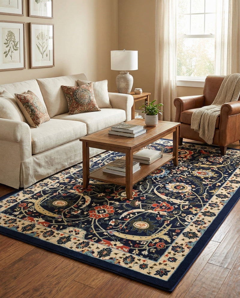 Tabriz Tapestry Collection Area Rug - Sahand (Navy Blue) Rectangle Navy Blue  lifestyle 8
