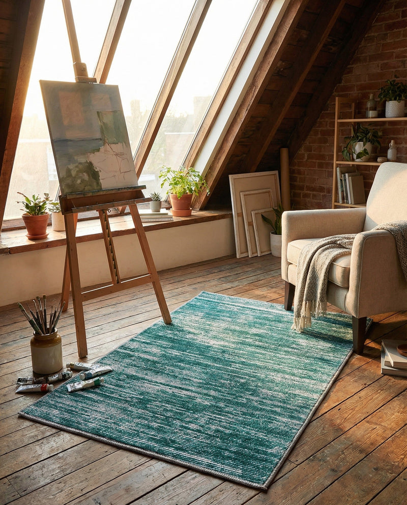 Sahara Essence Collection Area Rug - Oasis (Teal) Rectangle Teal  lifestyle 3