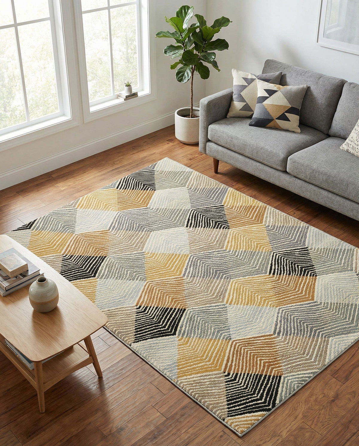 Urban Terrace Collection Area Rug - Metropolis Rectangle Gray  lifestyle 14