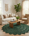 Woven Seaside Jute Collection Area Rug - Coastalhaven (Hunter Green) Round Hunter Green  lifestyle 29