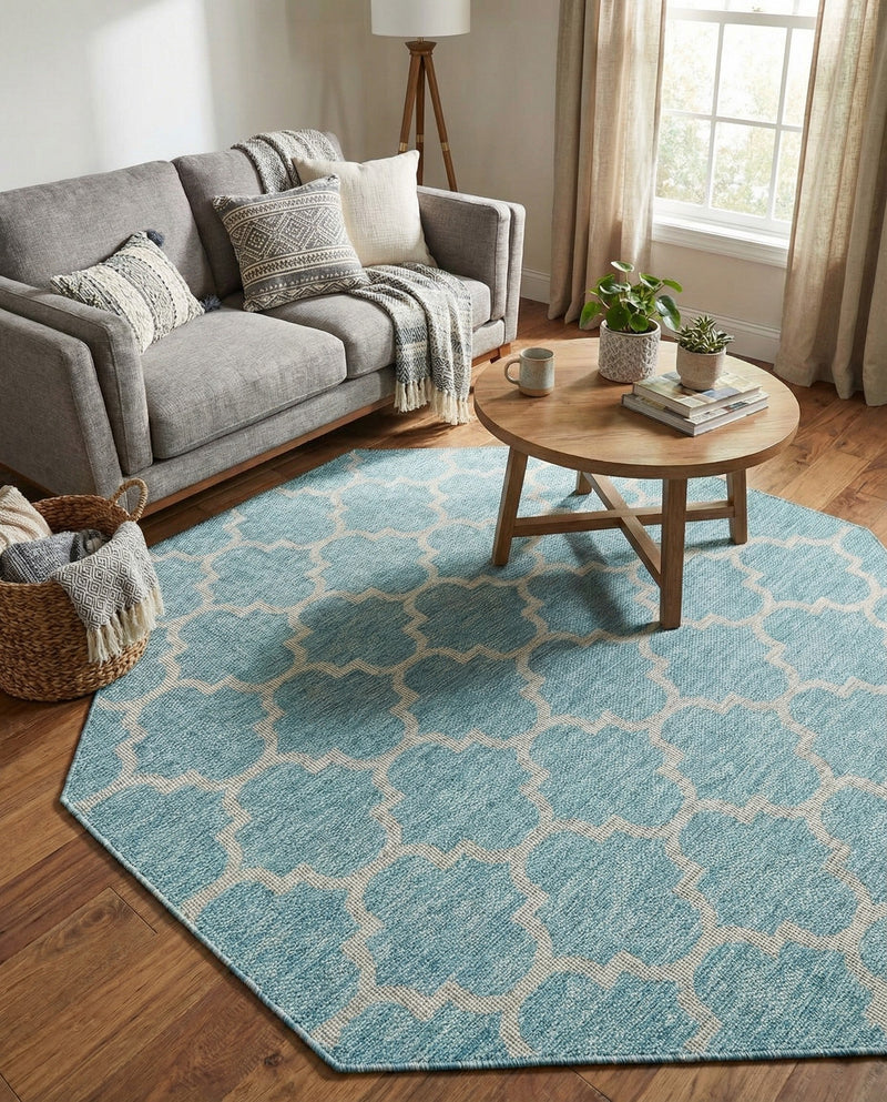 Savannah Pergola Collection Area Rug - Arbor (Aquamarine) Octagon Aquamarine  lifestyle 47
