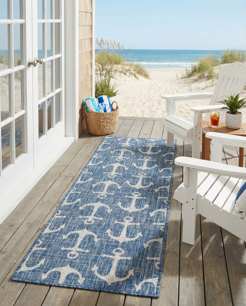 Seaside Haven Rugs Collection Area Rug - Sapphire (Blue) Runner Blue  lifestyle 48