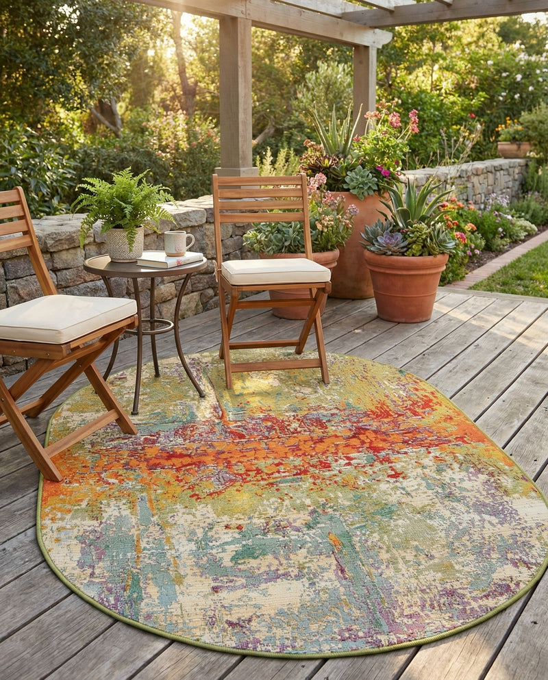 Urban Terrace Collection Area Rug -  Terrace Oval Multi  lifestyle 36