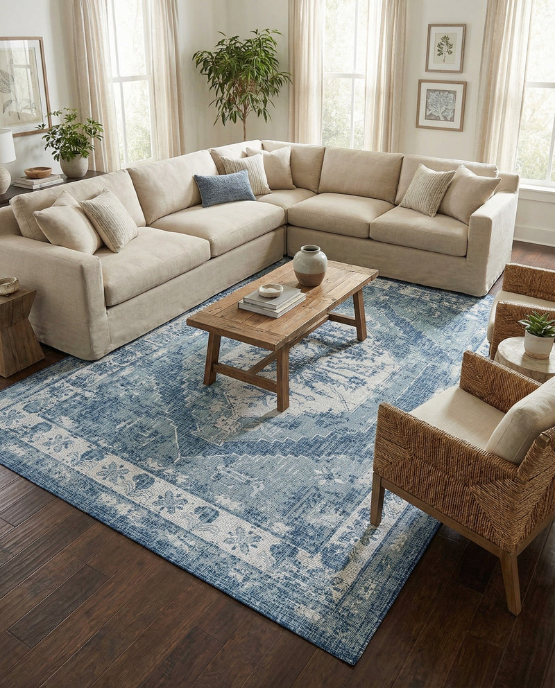 Patio Heritage Collection Area Rug -  Augusta (Blue) Rectangle Blue  lifestyle 8