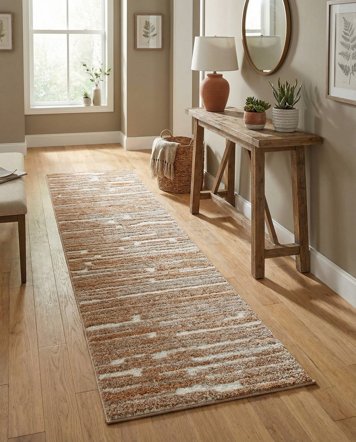 Sienna Collection Area Rug -  Rome Runner Caramel and Ivory  lifestyle 166