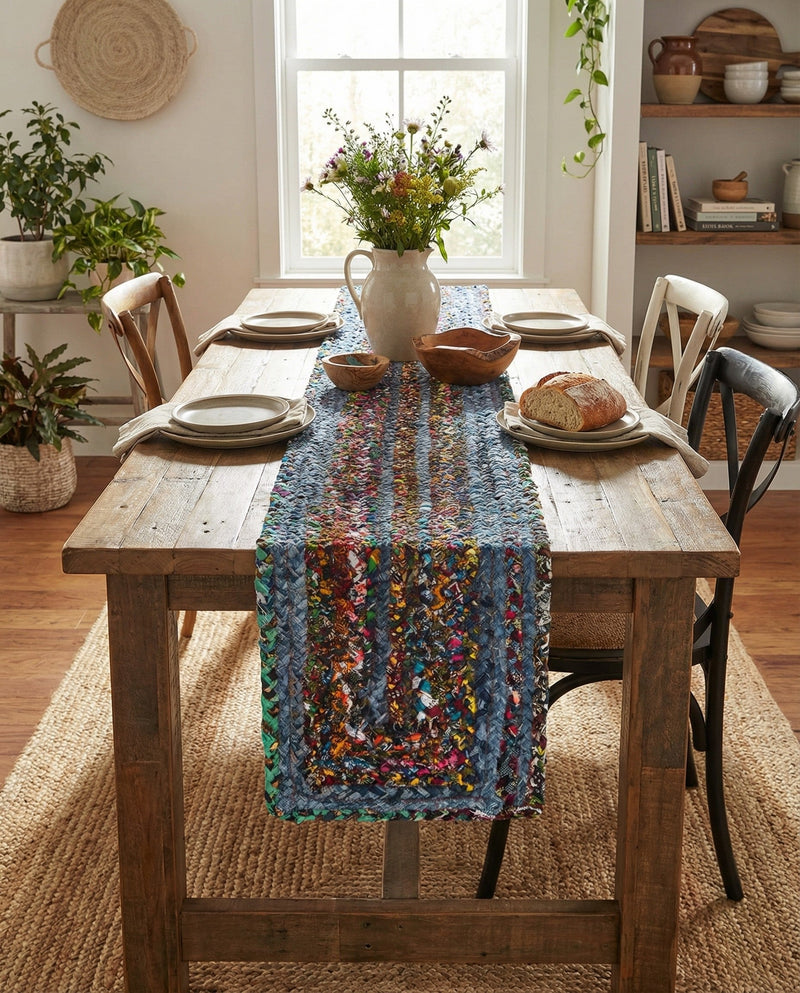 Woven Udaipur Collection Area Rug - Sahara Table Runner Blue and Multi  lifestyle 81