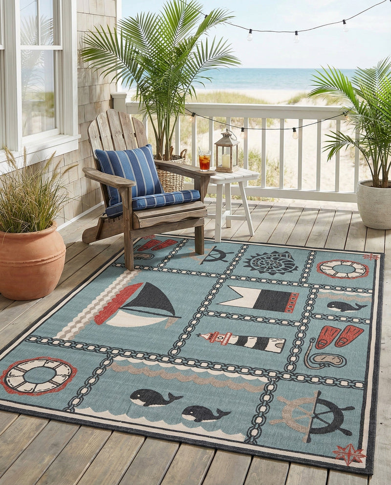 Seaside Haven Rugs Collection Area Rug -  Anchorage Rectangle Blue  lifestyle 18