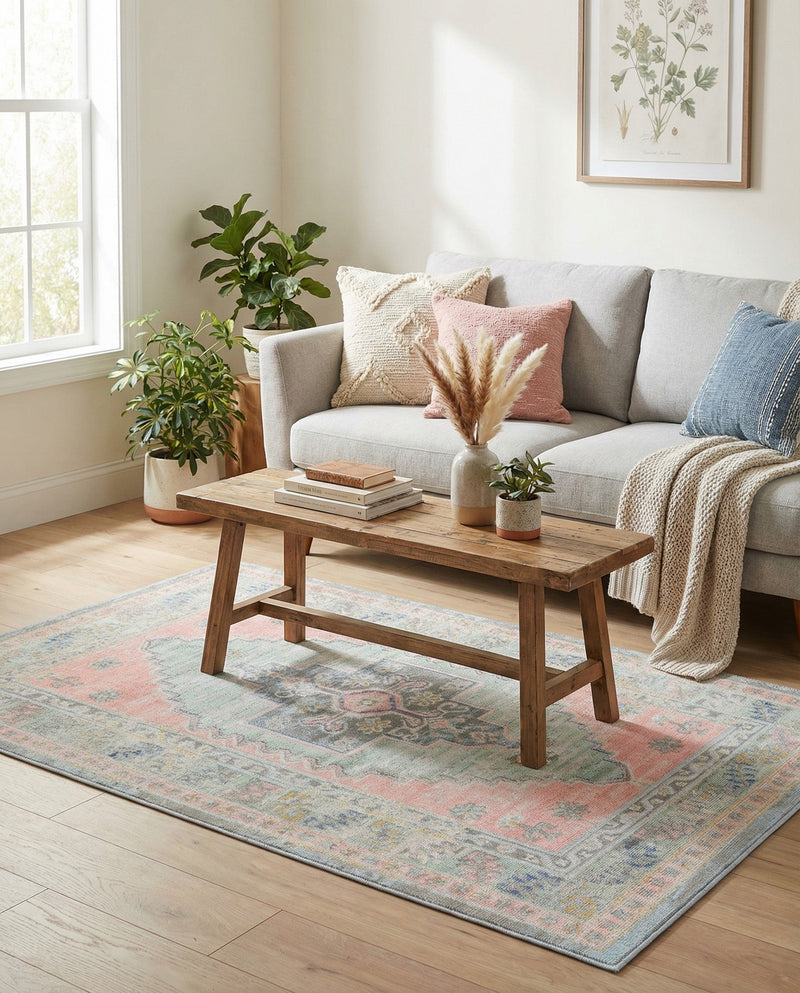 Savannah Series Collection Area Rug -  Augusta (Pink) Rectangle Pink  lifestyle 27